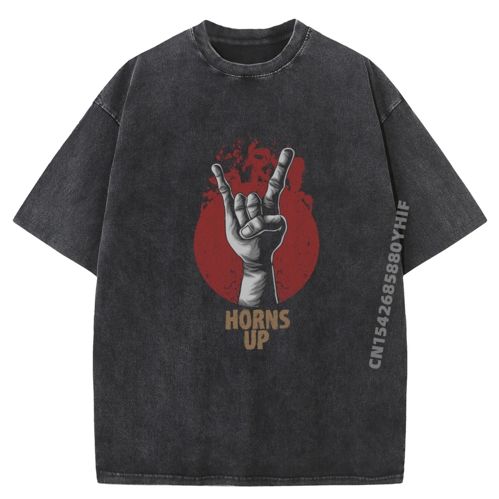 

Мужские футболки с рисунком Devil Horns Up Roll Fan Мужская одежда больших размеров Одежда с принтом Мужская потертая рубашка большого размера