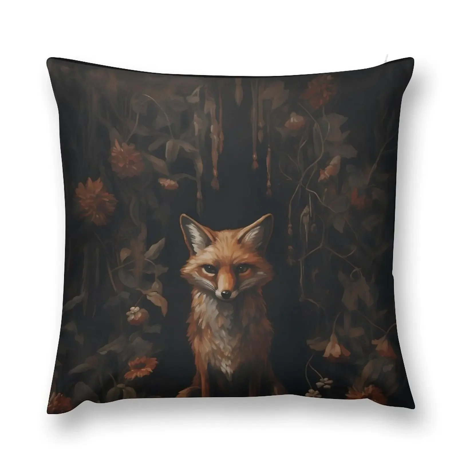 Cunning fox dark academia gothic cottagecore decor Throw Pillow Decorative pillowcase christmas cushions covers New year pillow