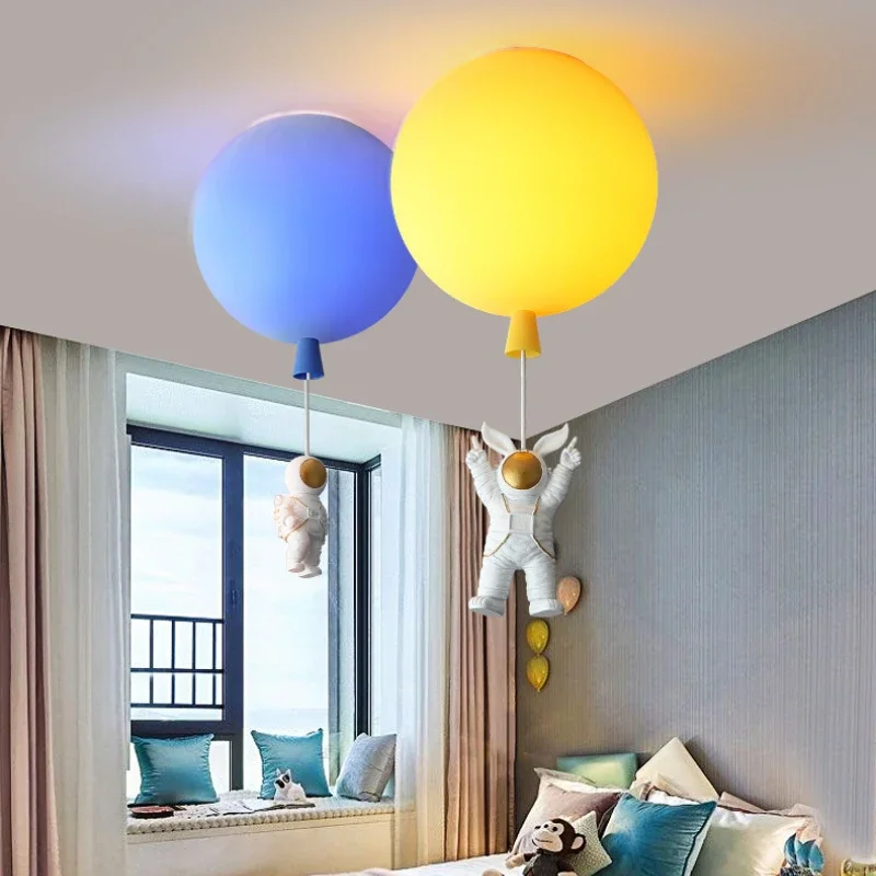 

Modern Children's Room Decoration Balloon Lamp Cartoon with Boys Girls Nordic Creative Astronaut Hallway ceiling Light Fixture