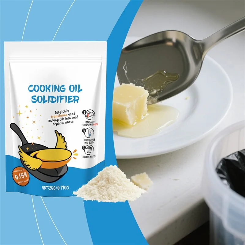 Natural Cooking Oil Solidifier Powder Grease & Fry Oil Hardener for Easy Disposal Vegetable Canola Oil Waste Solution Coagulant