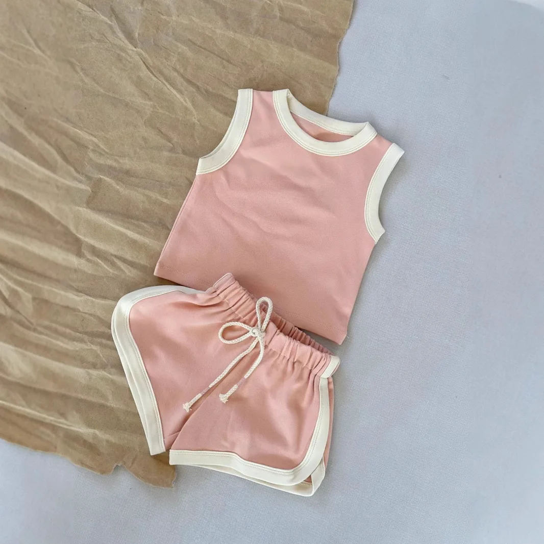 Children's home vest set two-piece set of children's shorts summer outer wear sports and leisure hot pants