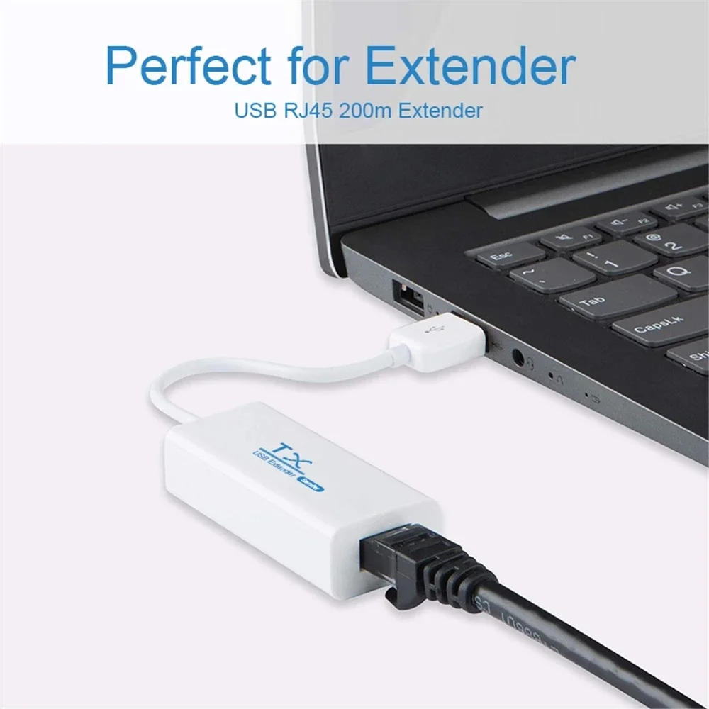 USB Rj45 موسع 200 متر USB إلى RJ45 موسع عبر إيثرنت Cat5e/6 كابل USB UTP تمديد جهاز ريسيفر استقبال وإرسال عدة التوصيل والتشغيل