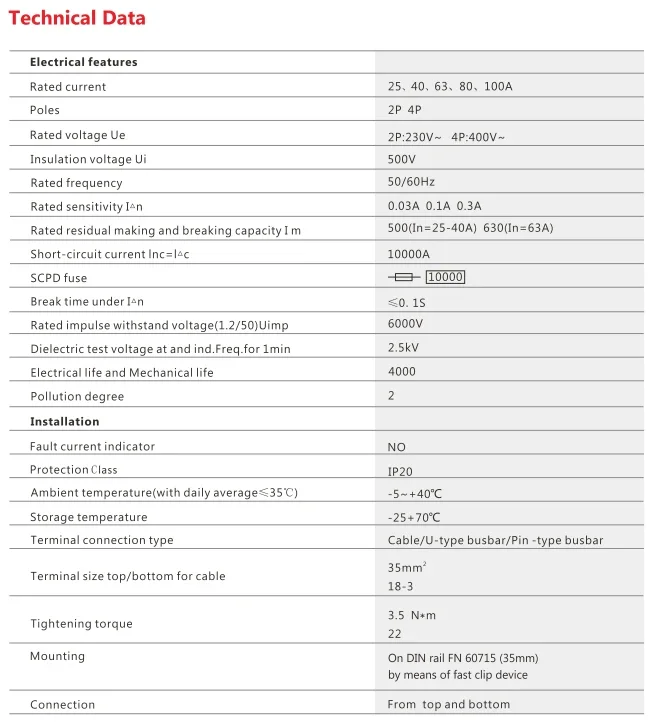 GEYA GYL9 A-SI Typ Zeitverzögerter RCD RCCB ELCB Elektromagnetischer Leistungsschalter 40A 63A 30mA 0,03A Typ A-SI Superimmunisiert – Detail 4