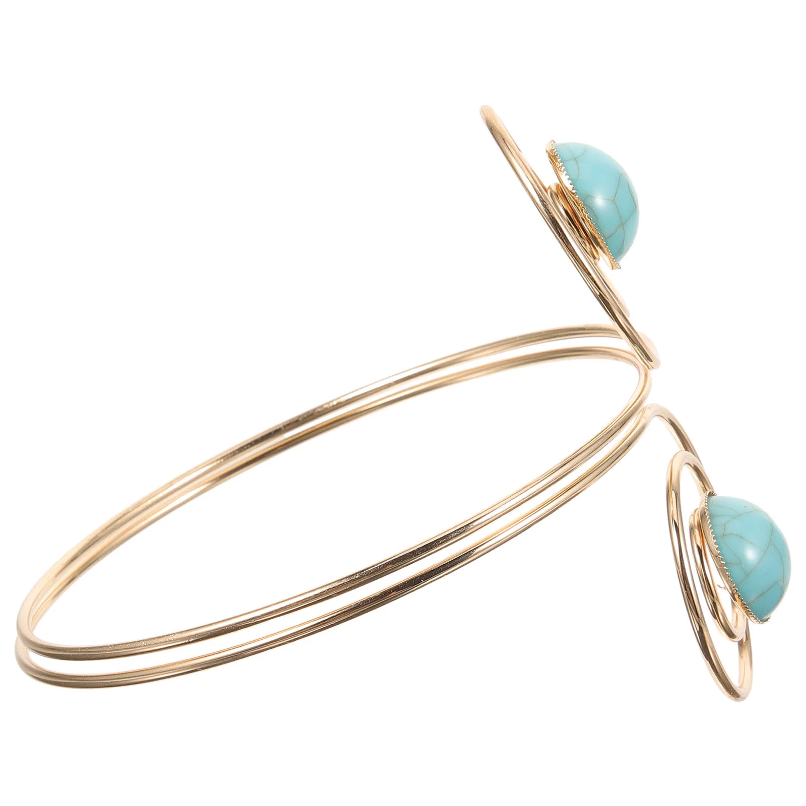 Spiral Turquoise Armband Bracelets Woman for Cuff Arms Charm Bangle Alloy Jewelry Upper Girls Armlet