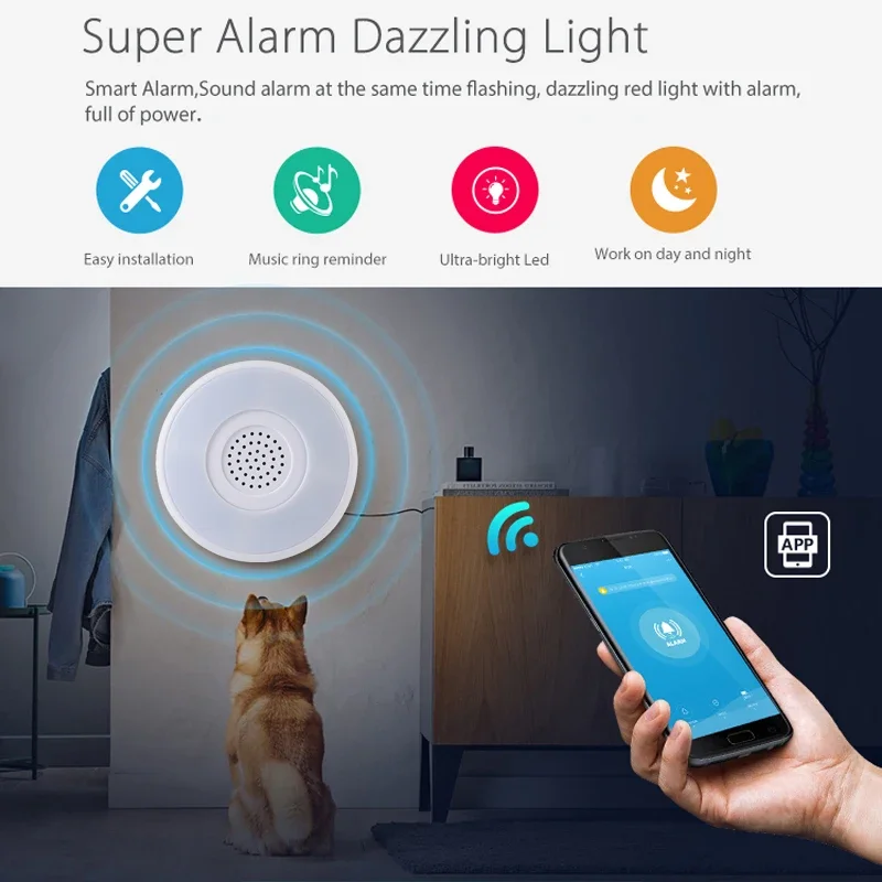 Imagem -05 - Tuya Smart Wifi Alarm Siren Sistema de Segurança Doméstica Alto-falante com Rgb Led Night Light 90db