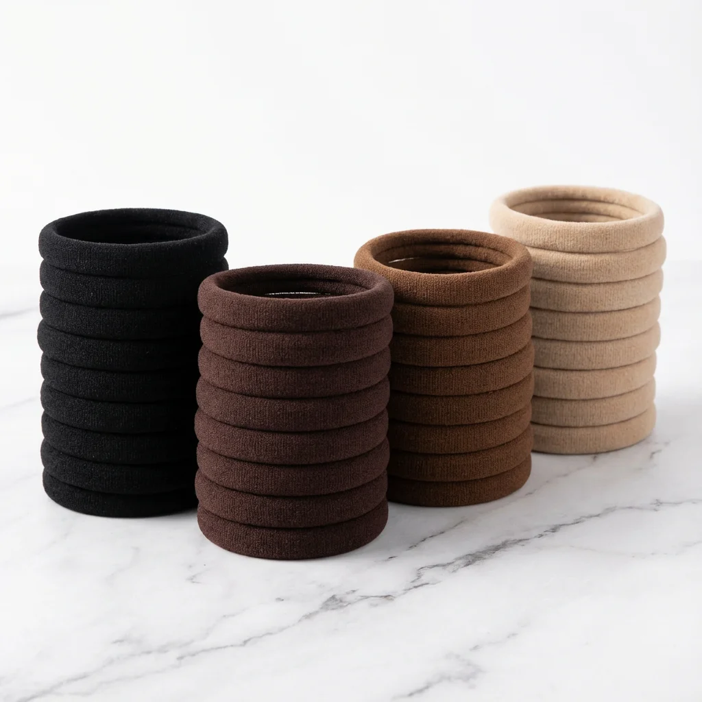 50Pcs Seamless Elastic Hair Ties Morandi Black/Brown/Milk Tea Color Hair Bands, High Stretch No-Snag Hair Ties for Daily Ponytai
