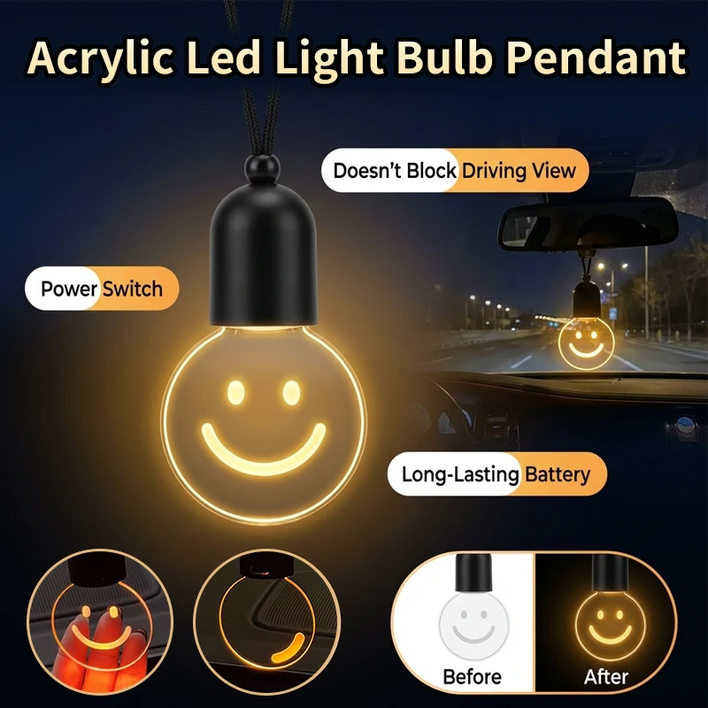 

Acrylic Light Bulb Pendant Retro Style Mini LED Night Light Decorative Atmosphere Lamp for Car Decoration Home Decor