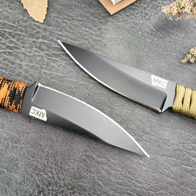 MKC Straight Knife 440c Blade Wilderness Survival Rescue Tool, Hunting Emergency Defense EDC Multi-functional Knives with Sheath