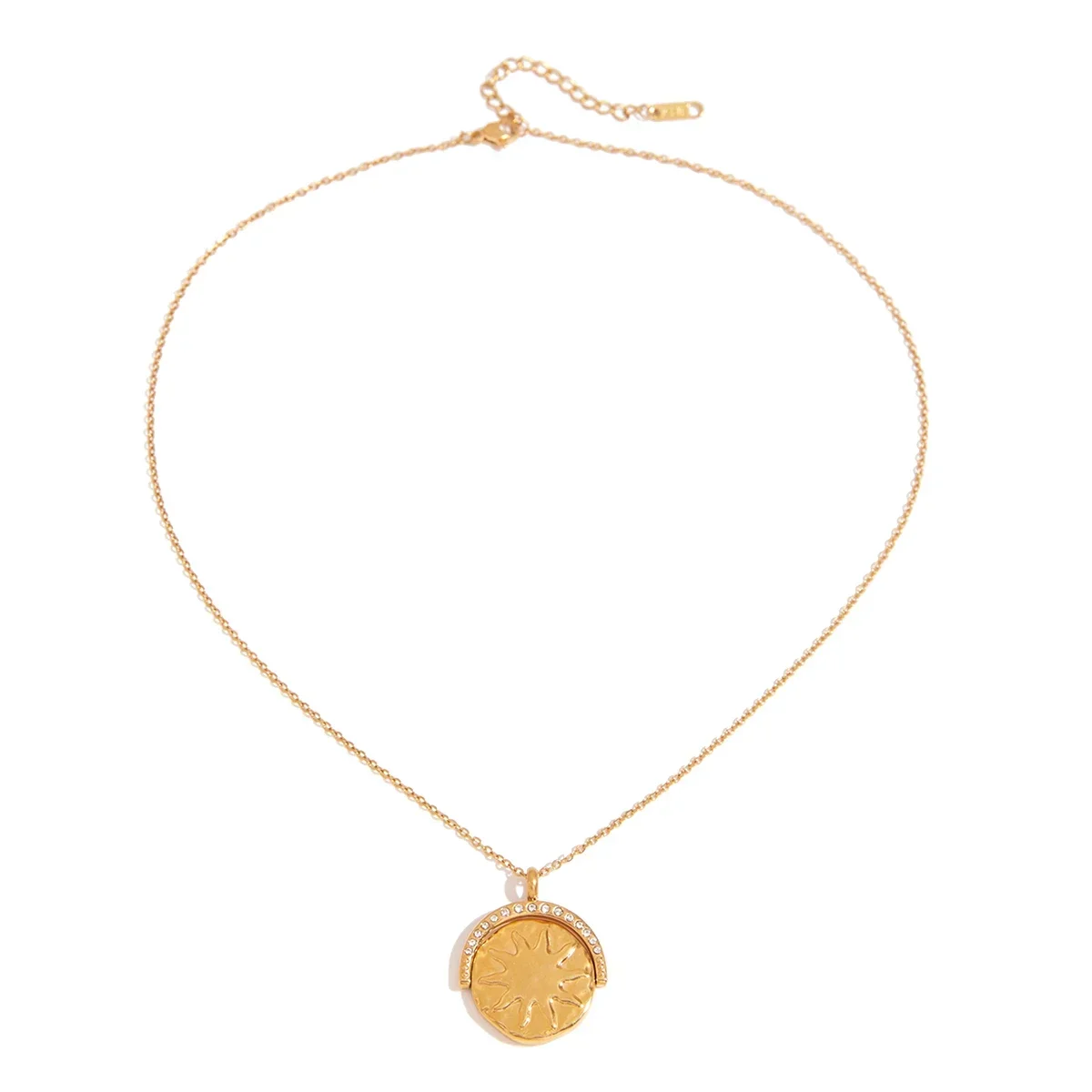 

Youthway Creative Reversible Moon Coin Pendant Necklace Stainless Steel Women Jewelry Gift Gold Plated Geometric Charm Necklace