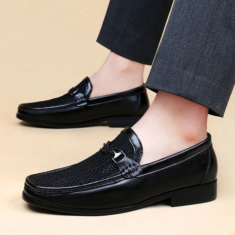 Classic Leather Fashion High Quality Cowhide Casual Shoes Handmade Loafers Men Footwear Low Heeled British Style Oxford Shoes