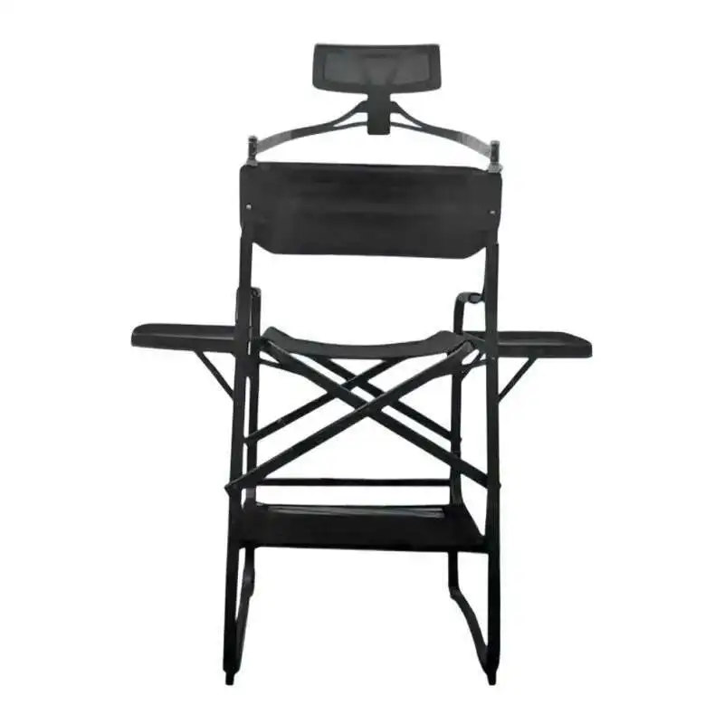 

Tall Directors Chair Heavy Duty Bar Height Folding Makeup Chair Padded Seat with Side Table Foot Rest for Camping Home or Patio