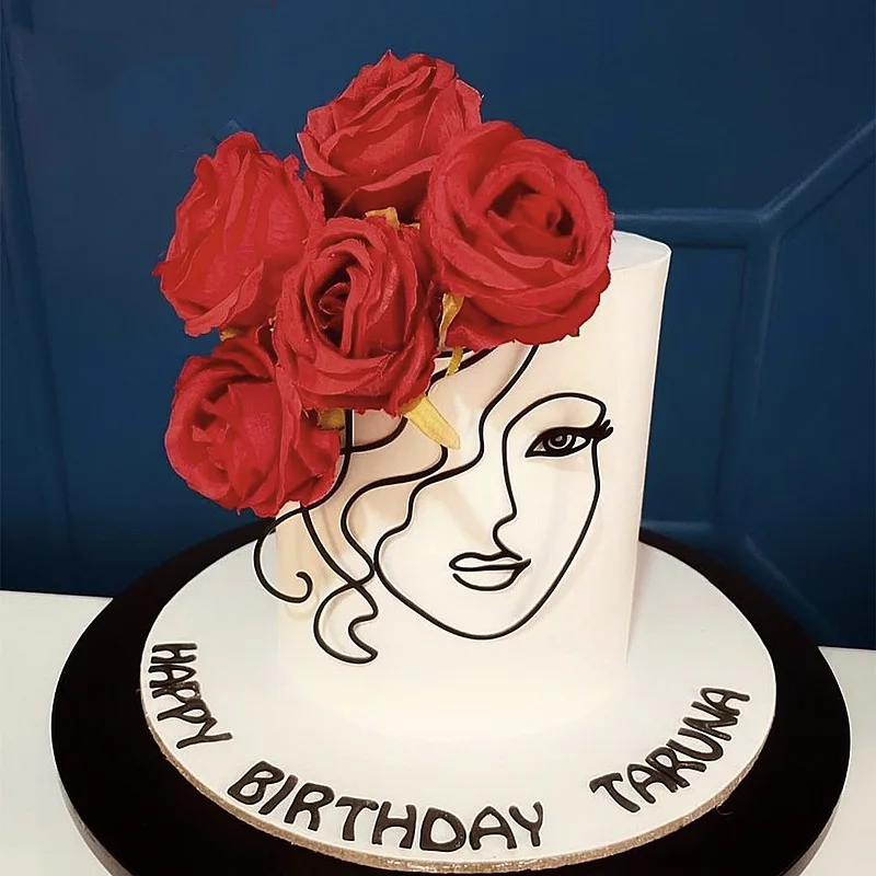 Abstrakter Happy-Birthday-Kuchenaufsatz, Roségoldenes Gesichtsporträt, Acryl-Kuchenaufsätze für Heiratsantrag, Party und Hochzeitsdessert-Dekoration – Detail 24