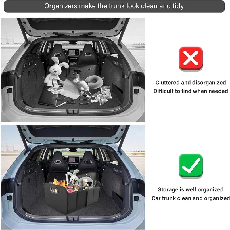 Organizador de porta-malas de carro dobrável com bolsa, armazenamento antiderrapante para assento traseiro suv, organizador de carga de poliéster à prova d'água, acessórios de carro