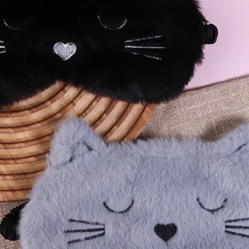 

Cute Cartoon Cat Sleep Mask Eye Sort Bandage Plush Blindfold Cover Sleeping For Girl Women Nap Night Animal Eyepatch