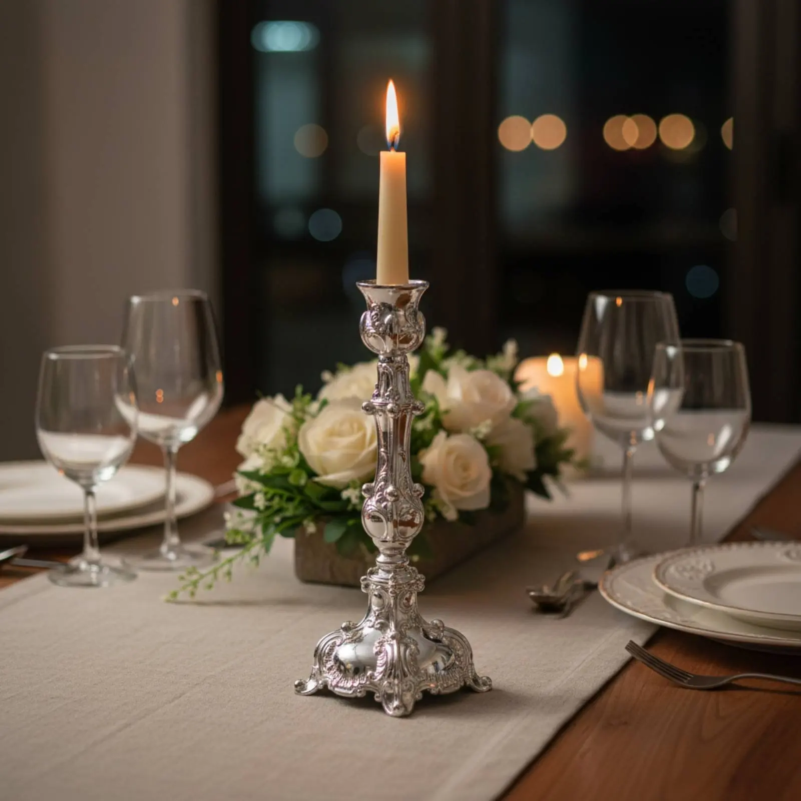 European Design Metal Candlestick Romantic Ambiance Desktop Decor House Decoration Sturdy Alloy Construction for Dinner Parties view 5