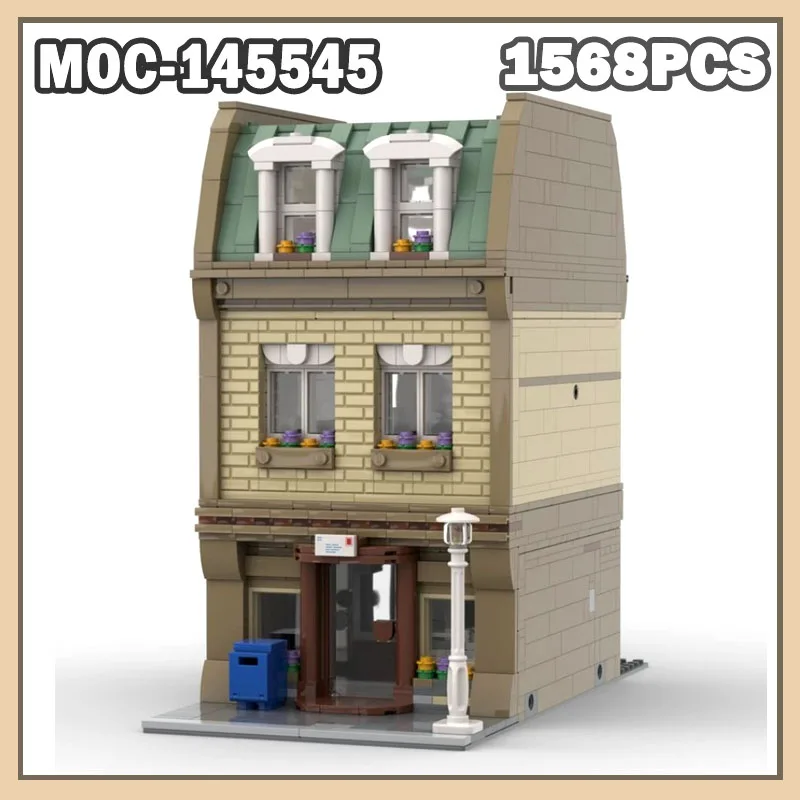MOC-145545 Local Post Office Building Block MOC Streetscape Series Dream Modular Building Blocks 1568PCS Creative Toys Townhouse