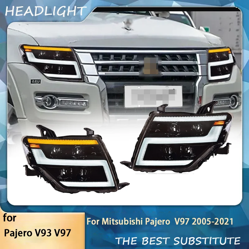 New LED Head Lamp Upgrade Modified For Mitsubishi Pajero V93 V97 Headlight 2005-2021 Dynamic Signal Head Lamp Auto Accessories