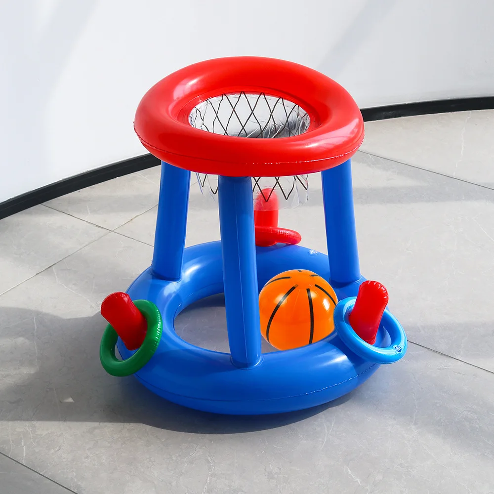 Swimming Pool Basketball Hoop Set Inflatable Floating Hoops with Ball Rings for Kids Teens Adults Perfect Competitive Water Play