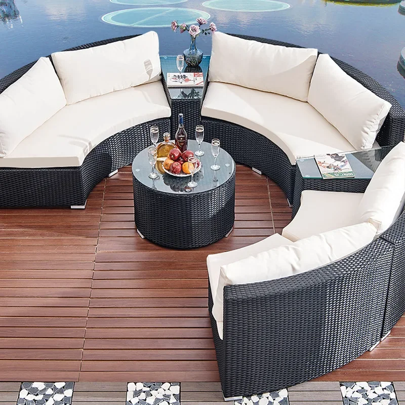 Outdoor Sofa Garden Furniture Person Terrace Sectional Puffs Modern Lazy Balcony Lounge Sets Chaiselongue Patio Bed Recliner