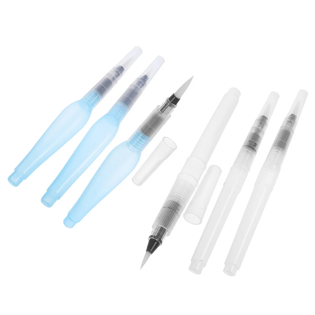 

6Pcs Refillable Watercolor Brush Pen with Clear Barrel for Precise Detail Control Ideal for Adult Watercolor Painting