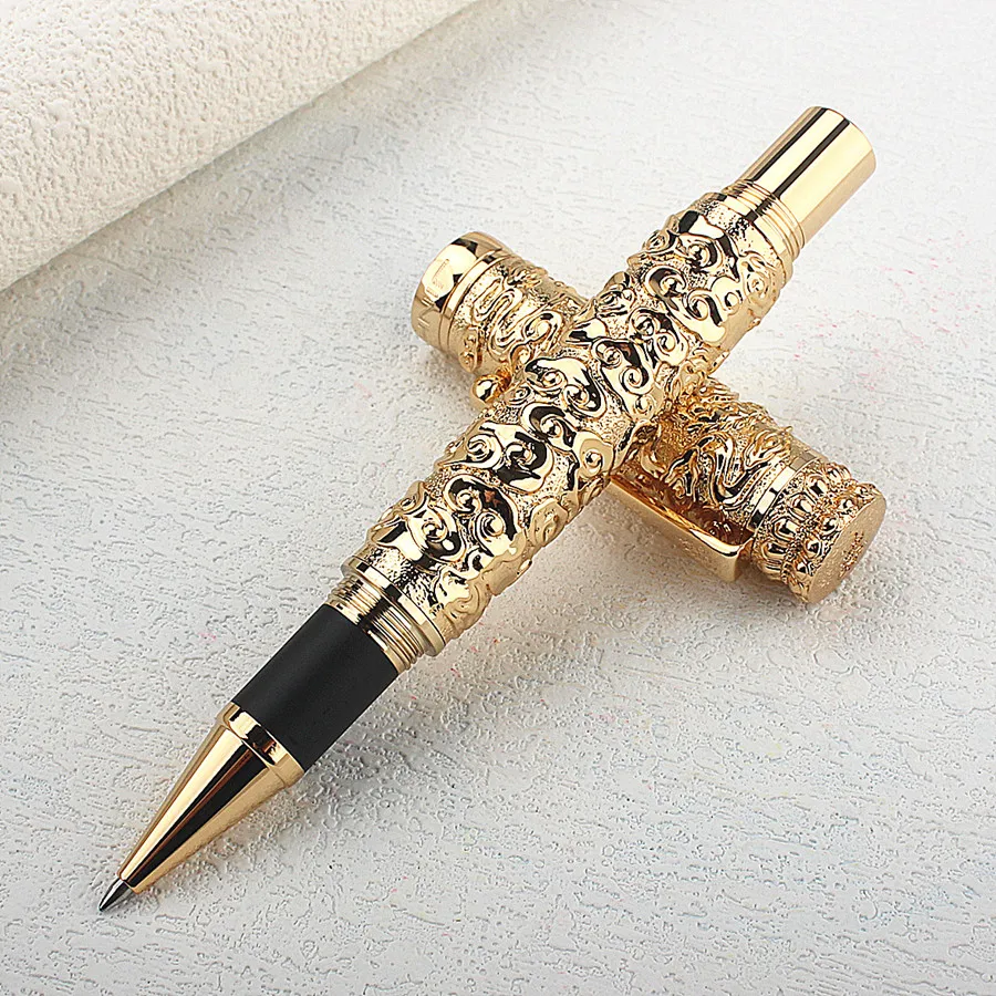 Luxury Handmade Jinhao Roller Ball Pen, golden Dragon Pen Advanced Craft Writing Gift Pen for Business Graduate