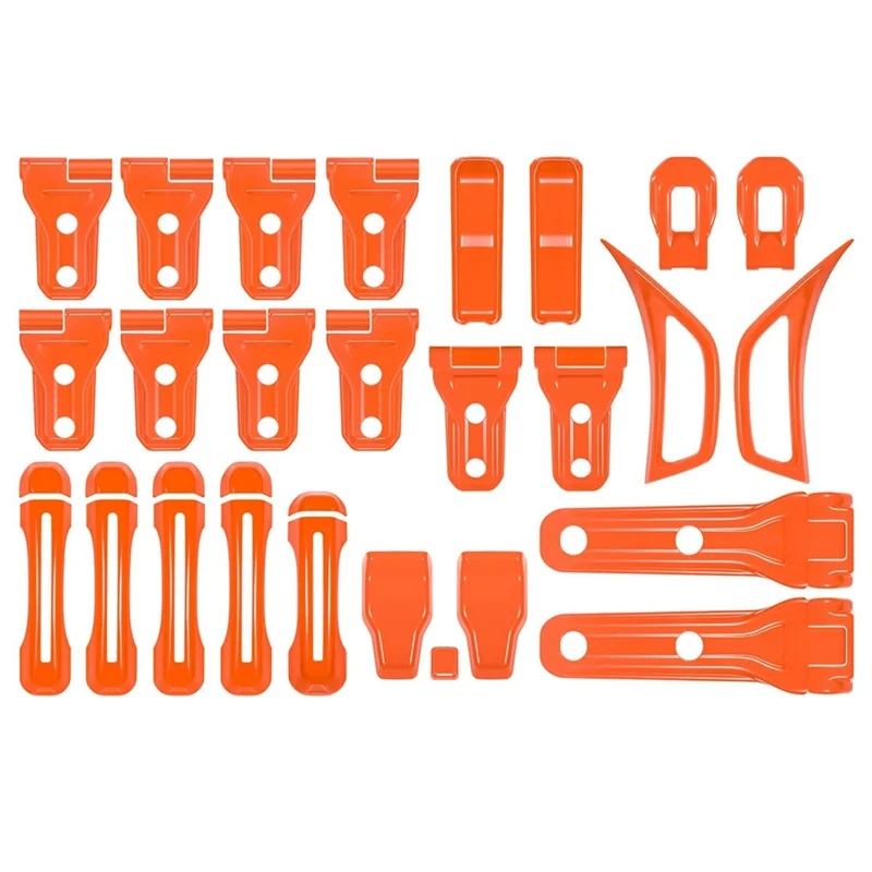 Full Set Exterior Decoration Trim for Jeep Wrangler JL JLU 2018-2022 Door Hinge Handle Engine Hood Hinge, Orange 26PCS