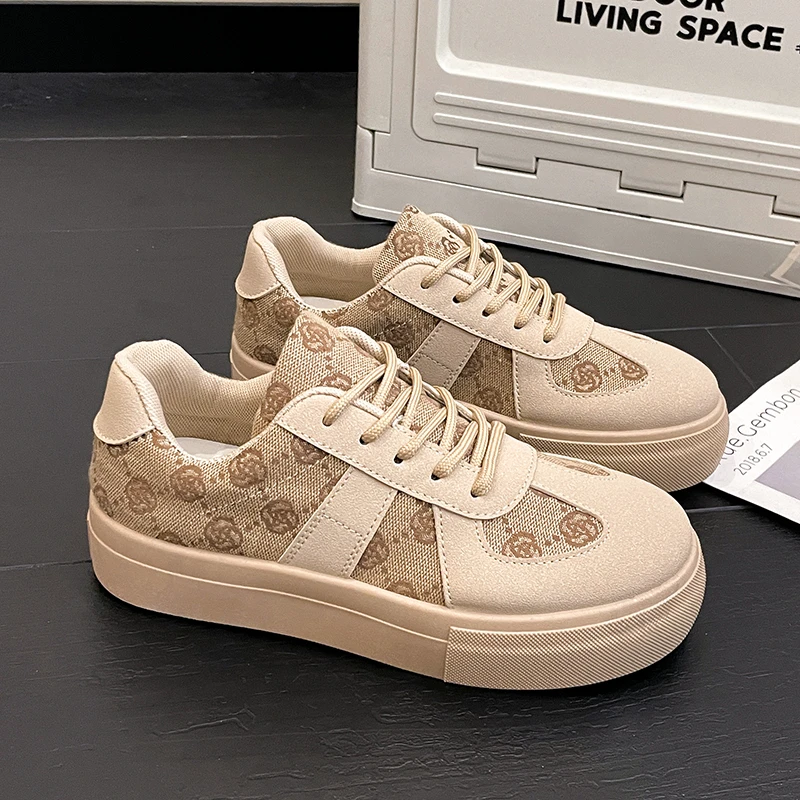 

New Fashion Comfortable Retro Style Color Matching Casual Sneakers Wear-resistant Flat-soled Lace-up Zapatos Mujer Flat Shoes