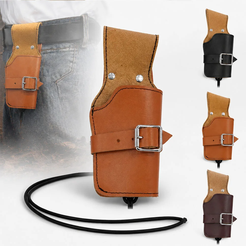 PU Leather Toy Gun Holster with Adjustable Buckle Belt Loop Lanyard Universal Handgun Cover for Hunting Cosplay Costume Prop