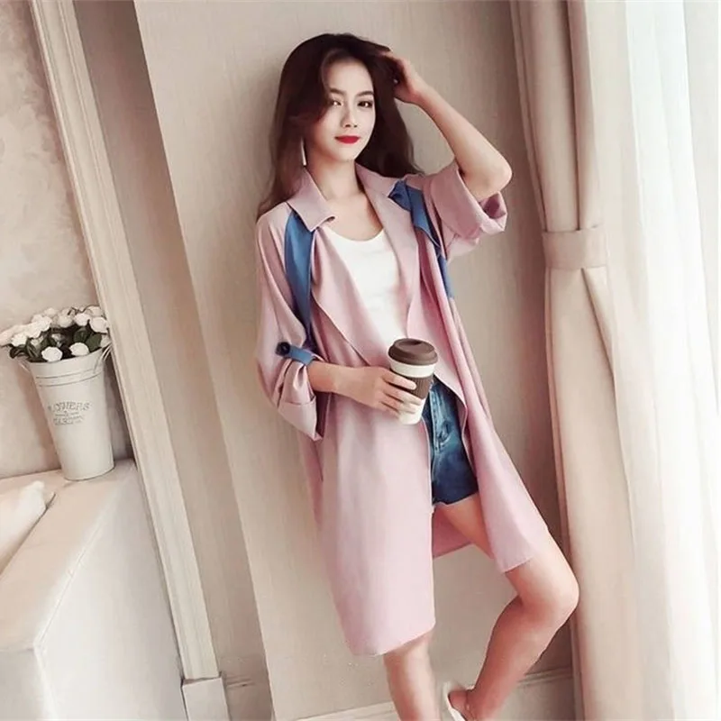 Women's Trench Coat Korean Version Spring Autumn Windbreaker 2025 New Thin Chic Cardigan Jacket Female Outerwear Top