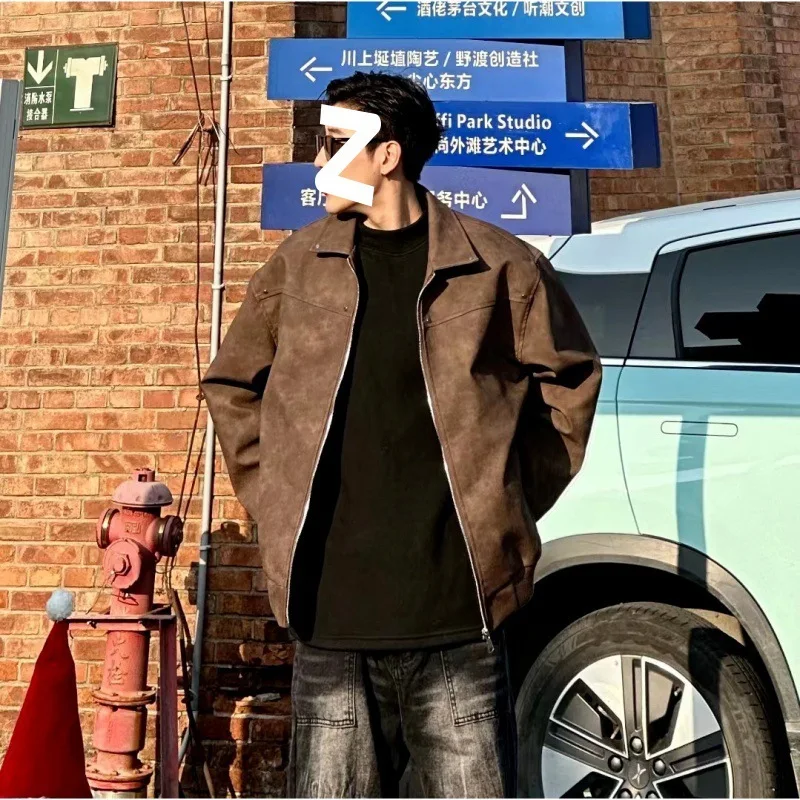 

Мужская куртка, осень 2023, новая мужская куртка в стиле ретро, острая байкерская модная мотоциклетная куртка, пальто, кардиган, пальто-бомбер, верхняя одежда