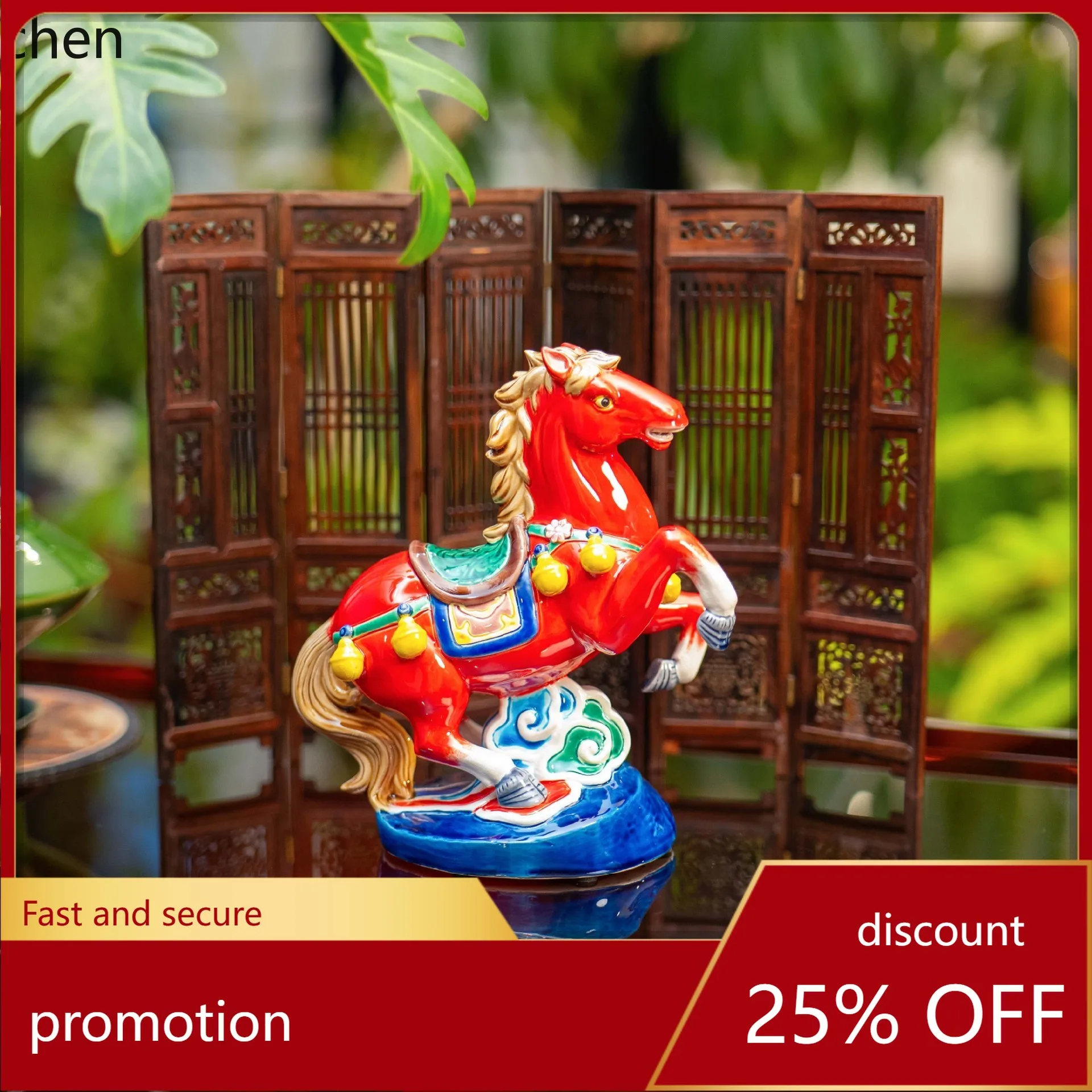 HXL National Trend Handmade Home Office Business Ceramic Horse Ornament