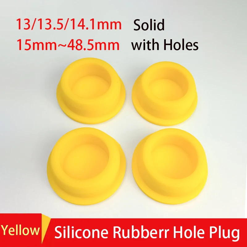 1-10pcs 13~48.5MM Yellow T-type Solid/with Hole Silicone Rubber Plug Food Grade Rubber Stopper Sealing Plug Dustproof Rubber Cap