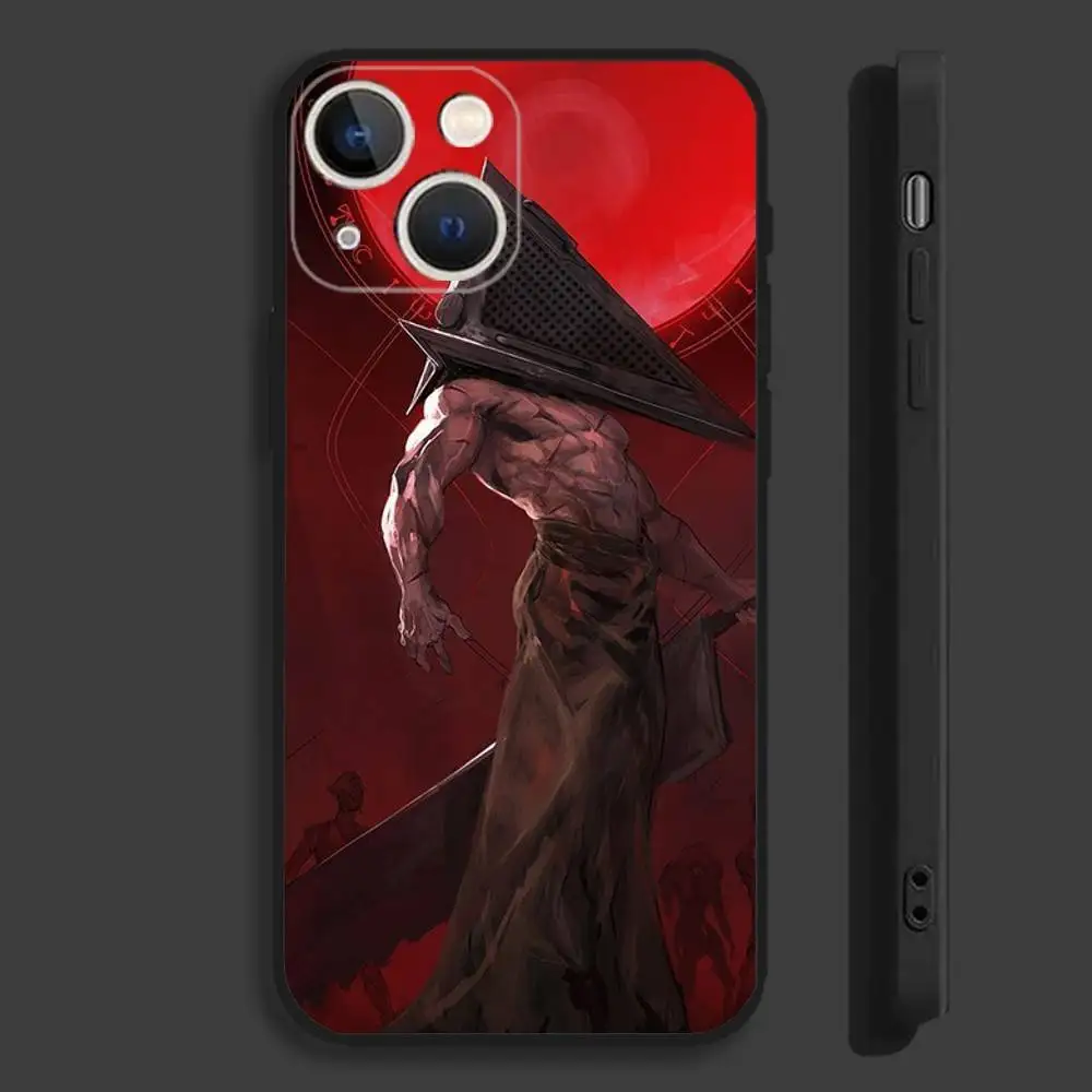 حافظة هاتف S-Silent Horror H-Hill لهاتف iPhone 16,15,14,13,12,11,Pro,Max,Plus,Mini,X,XS,XR,8,7,6,S,SE حافظة سوداء ناعمة #4