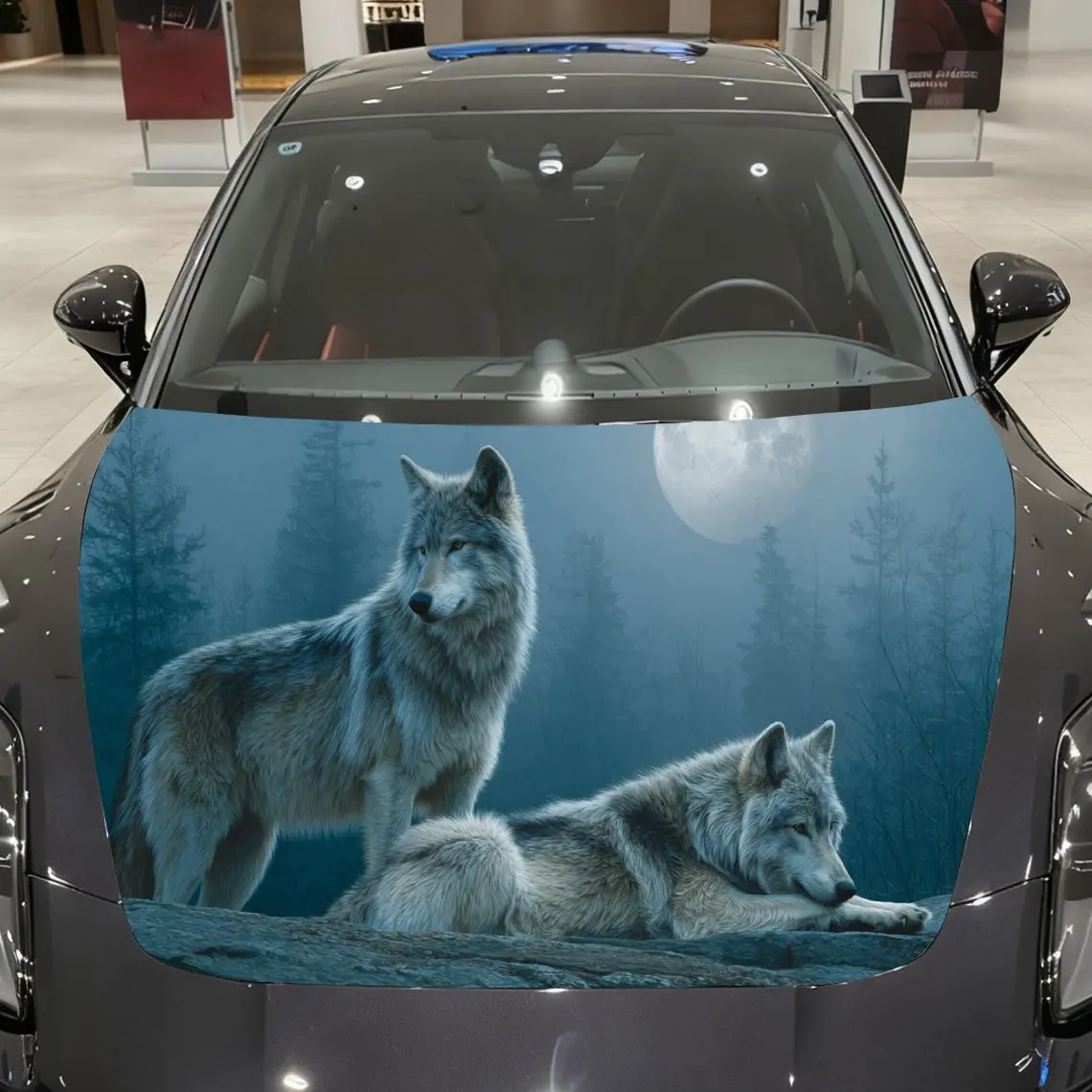

Car Decals A Pair of Wolves In Moonlit Forest Scene Close - Up With Layered Fur Textures And Evocative Nocturnal Details Car Hoo