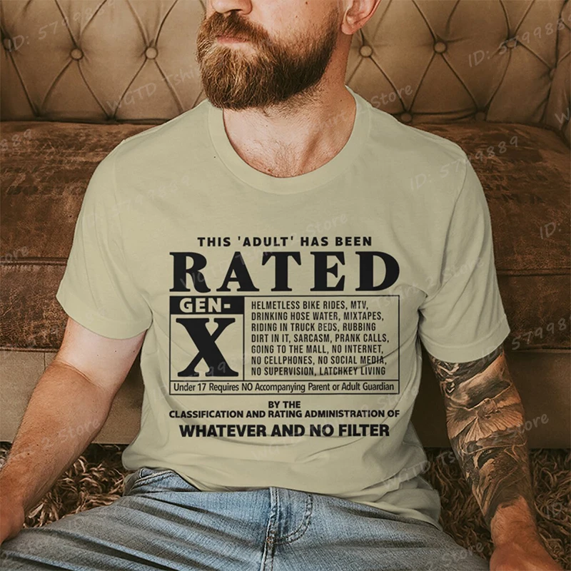 Funny Generation X T-shirts This 'Bout' Has Been Rated Gen X Print T-shirt, Short Sleeve Casual Summer Tees, Men's Clothing