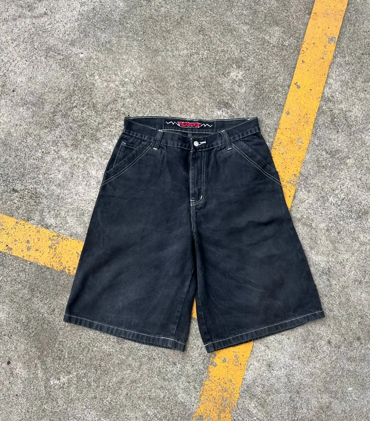 Harajuku Gym Retro Denim Shorts Y2k Wexwear Embroidery Jeans Basketball Baggy Letter Graphic Skateboard Streetwear Women Shorts