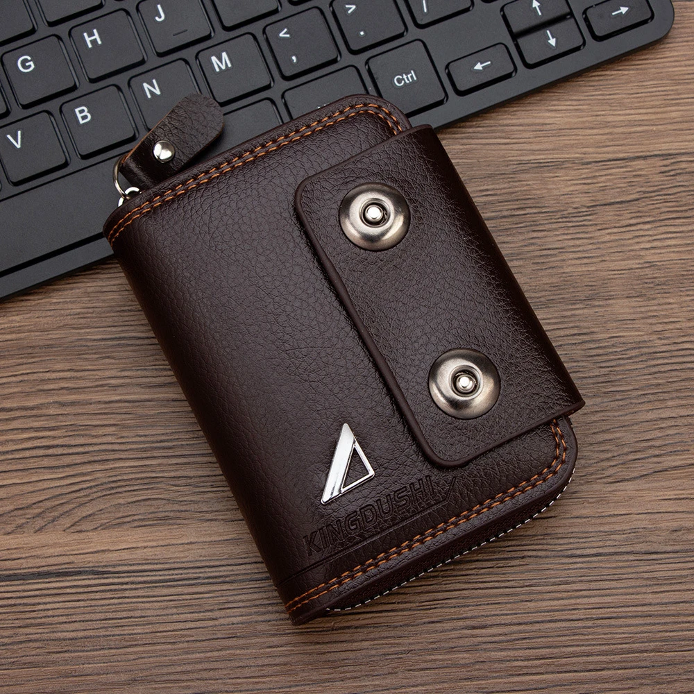 محفظة بإبزيم مزدوج، فتحة بطاقة متعددة، حامل بطاقات بسحاب، محفظة الجهاز للرجال، محفظة قصيرة للعملات المعدنية لتخزين العملات المعدنية للرجال يوميًا #2