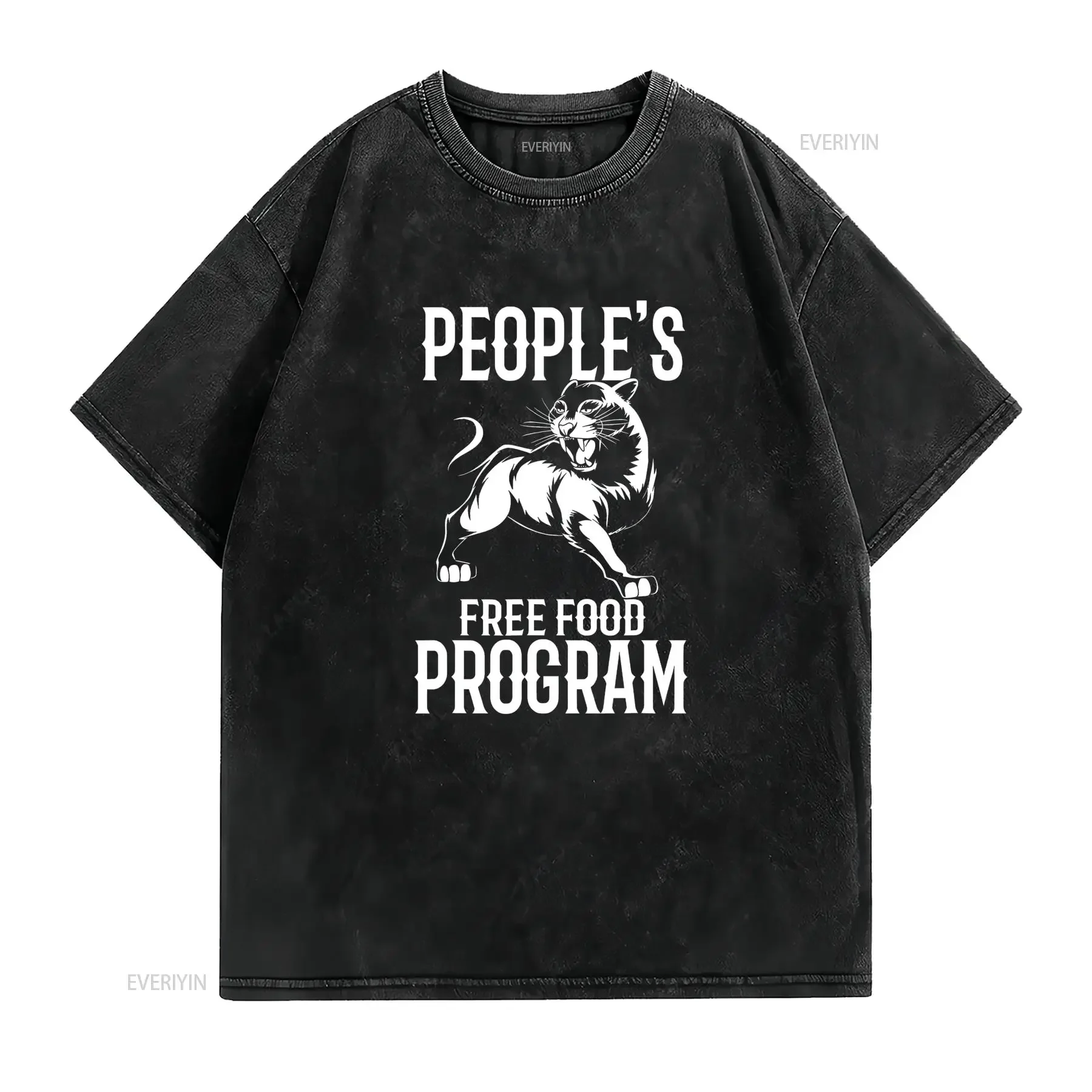 Panther Free Food Program Black History T Shirt vintage Washed graphic streetwear fashion Breathable Top For Everyday Wear