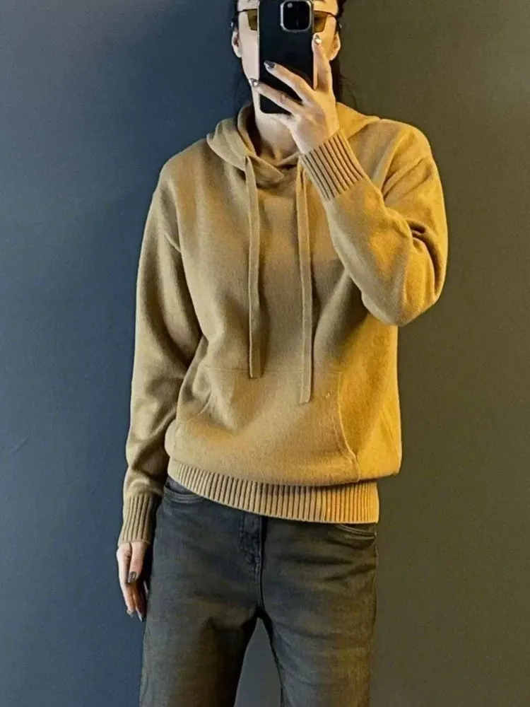 

Повседневная вязаная толстовка с капюшоном, мужская длинная толстовка Све, удобный мягкий трикотаж из полиэфирного волокна с капюшоном, универсальная осенне-зимняя одежда...