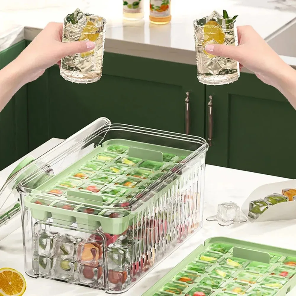 Press Type Ice Cube Tray With Storage Box Ice Cube Maker Ice Box Tray Ice Bucket Ice Mould for Beer Quick-freeze Kitchen Gadget