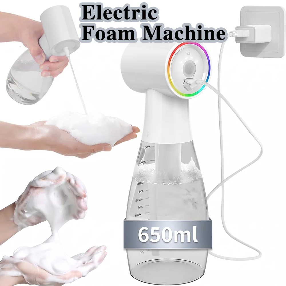 650ml Electric Foam Machine Large Capacity One-Touch Foam Gun Automatic Aerator Shampoo Soap Dispenser Tattoo Cleaning Supply