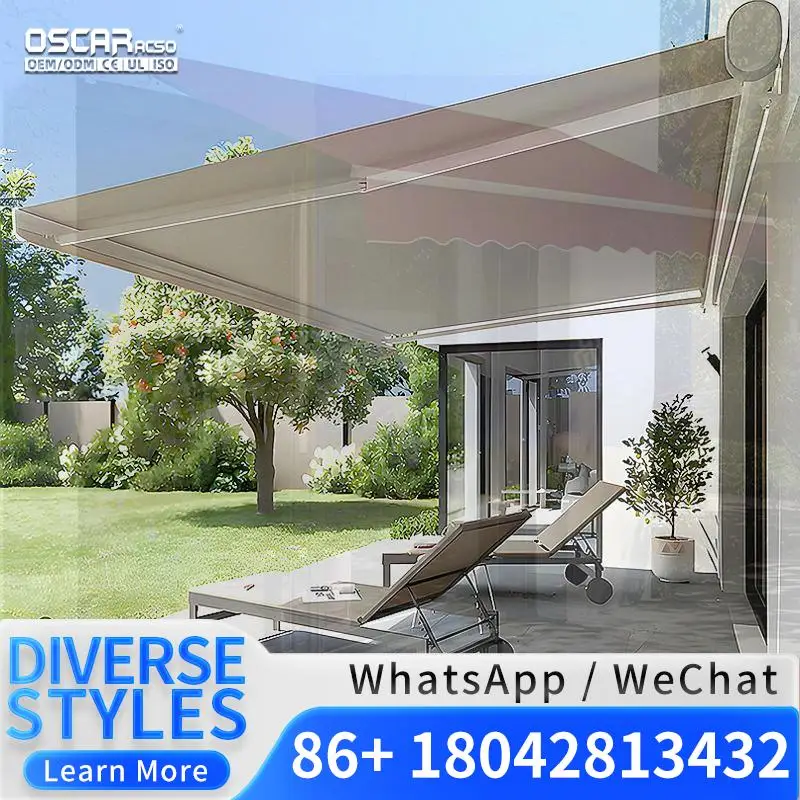 Motorised s Outdoor Electric with LED Light Patio Garden Balcony Usage Retractable Awning