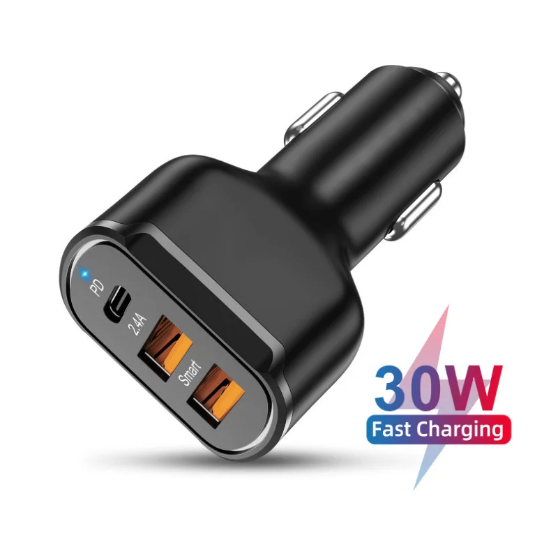 

1PC Car Dual USB PD Type-C Car Charger 30W Fast Charge Adapter For iPhone 12 11 Pro Max USB Charger Auto Interior Accessories