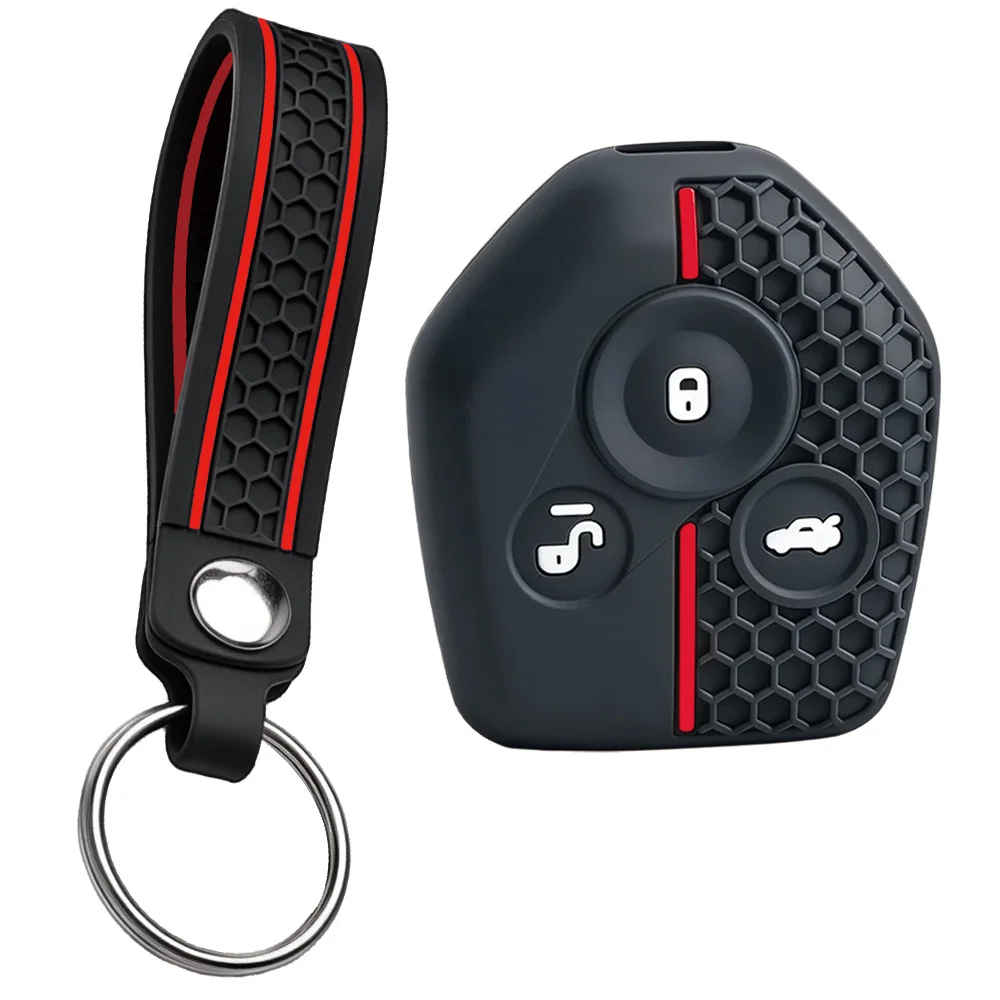 For Subaru Forester Outback Legacy XV Crosstrek Impreza BRZ WRX silicone fixed blade key cover with finger loop and key ring