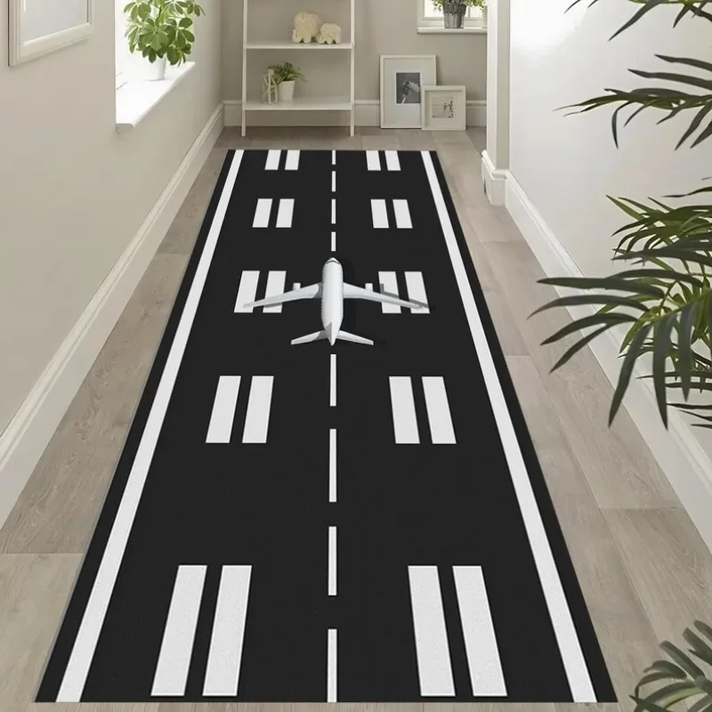 Airport Runway Runner Rug Children's Interactive Games Hallway Carpet Soft Non-Slip Floor Mat Modern Home Decor Rug for Bedroom