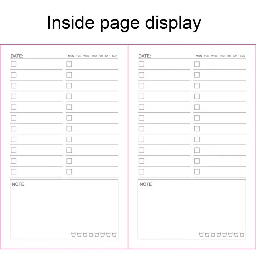 할 일 목록 플래너 시간 관리 A5 플래너, 하드 커버 탄성 밴드 리본 북마크, 학생용 두꺼운 종이 번짐 없음