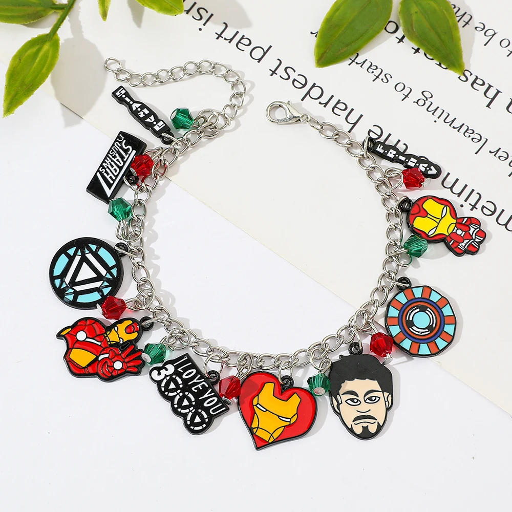 Marvel Movie Iron Man Bracelet Fashion Heart Pendant Accessories Adjustable Sprockets Superheroes Pendant Bracelet Arc Reactor