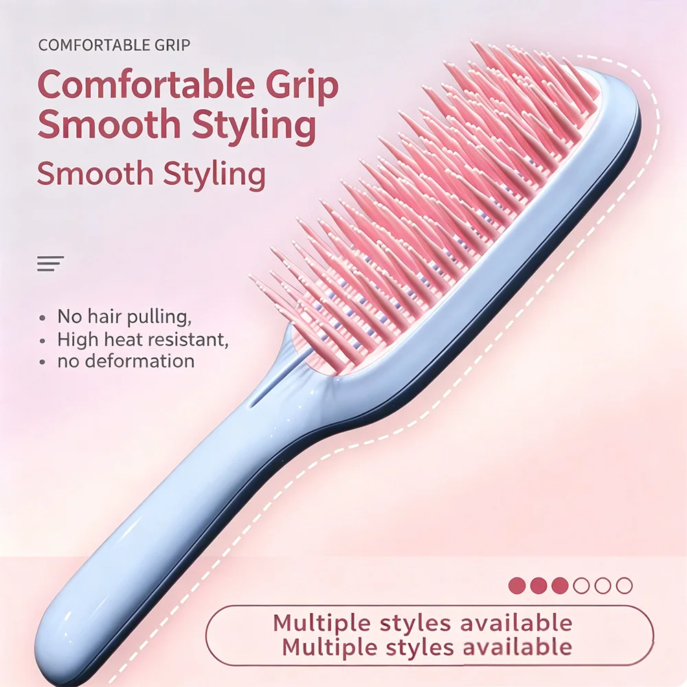 1 Stück Antistatische Entwirrbürste Weiche Kopfhautmassage-Bürste Anti-Frizz Nicht Verknotende Bürste Abnehmbares Haarstyling-Werkzeug – Detail 1