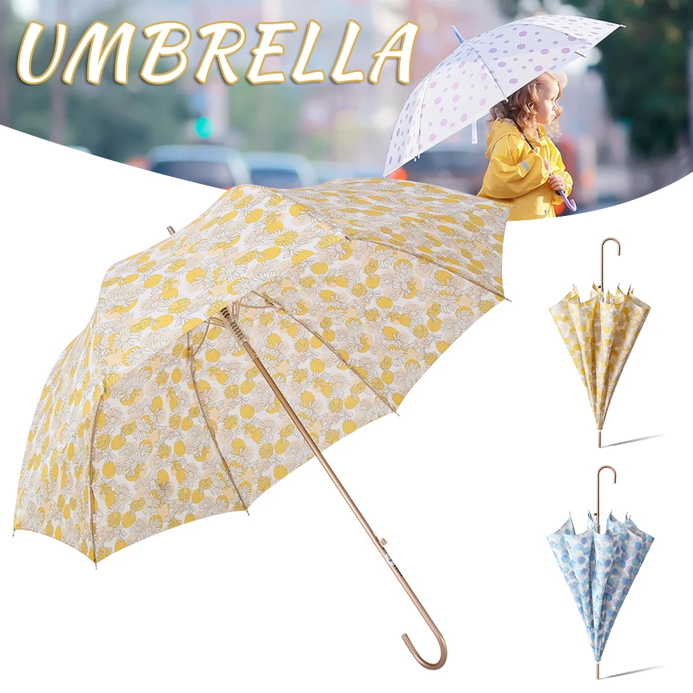 

8k Ladies Floral Classic Stick Umbrella for Women Refresh-style Parasols Umbrella Sun and Rain Proof Water Resistant J Handles