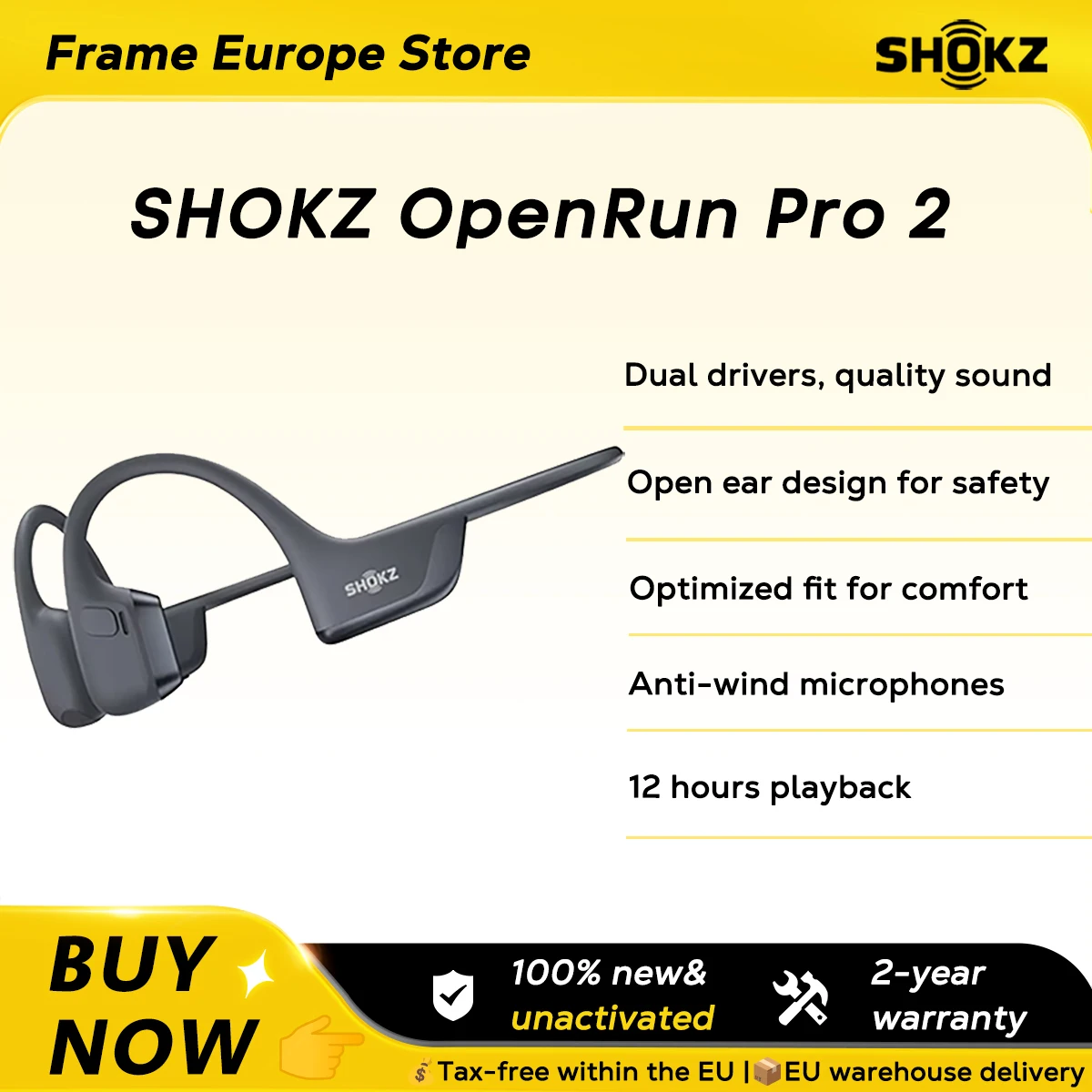 【LOCAL+】SHOKZ OpenRun Pro 2 Muziek Sport-hoofdtelefoon Beengeleiding Draadloze Bluetooth 5.3-oortelefoon IP55 Waterdicht 12 uur batterij S820/S821 Nieuw origineel